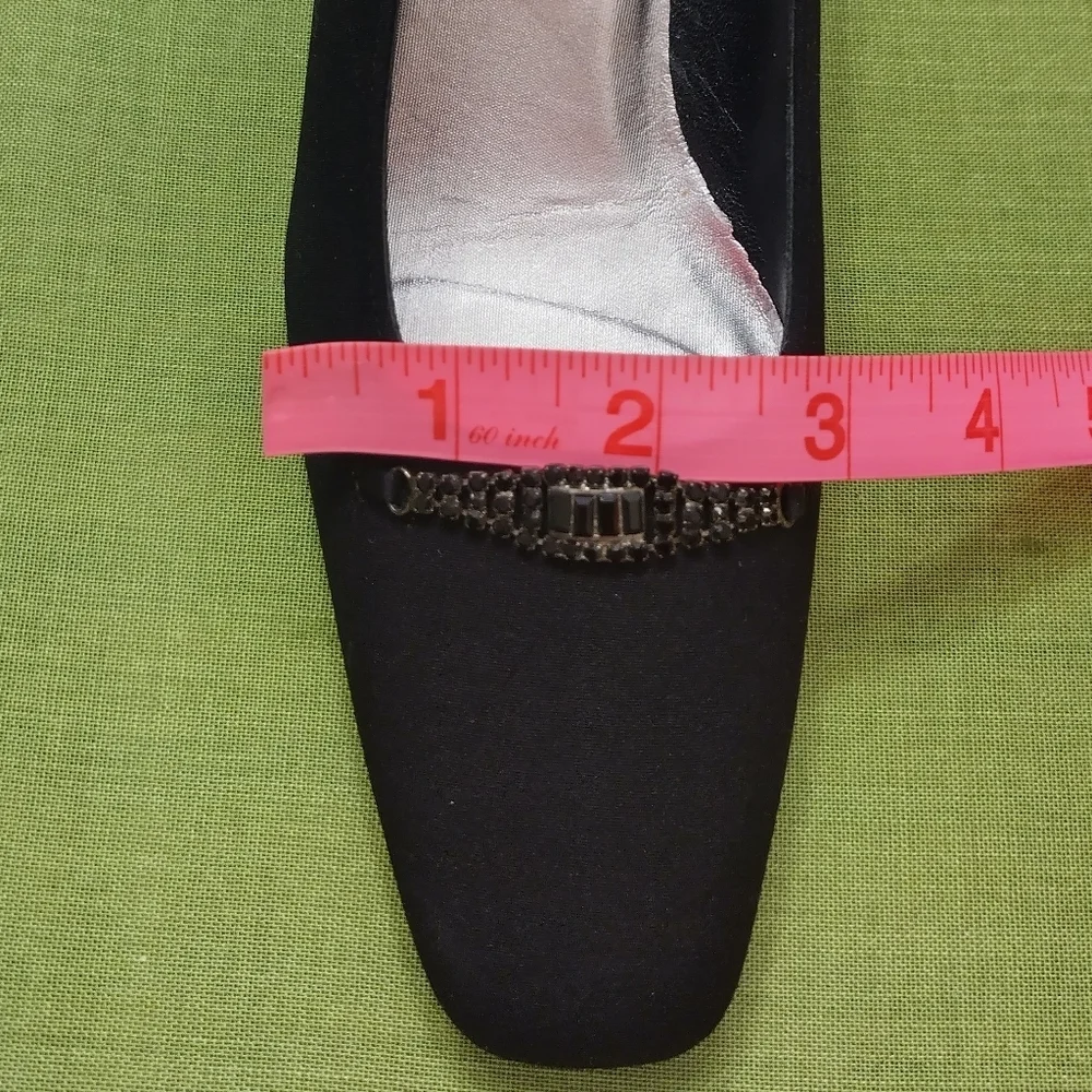 Stuart Weitzman Black Heels with Blingy Toe Accent